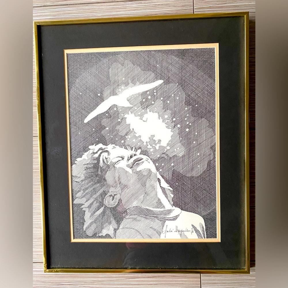 Andre Desjardins “Childlike Wonder” Original Pen and Ink Drawing c.1976